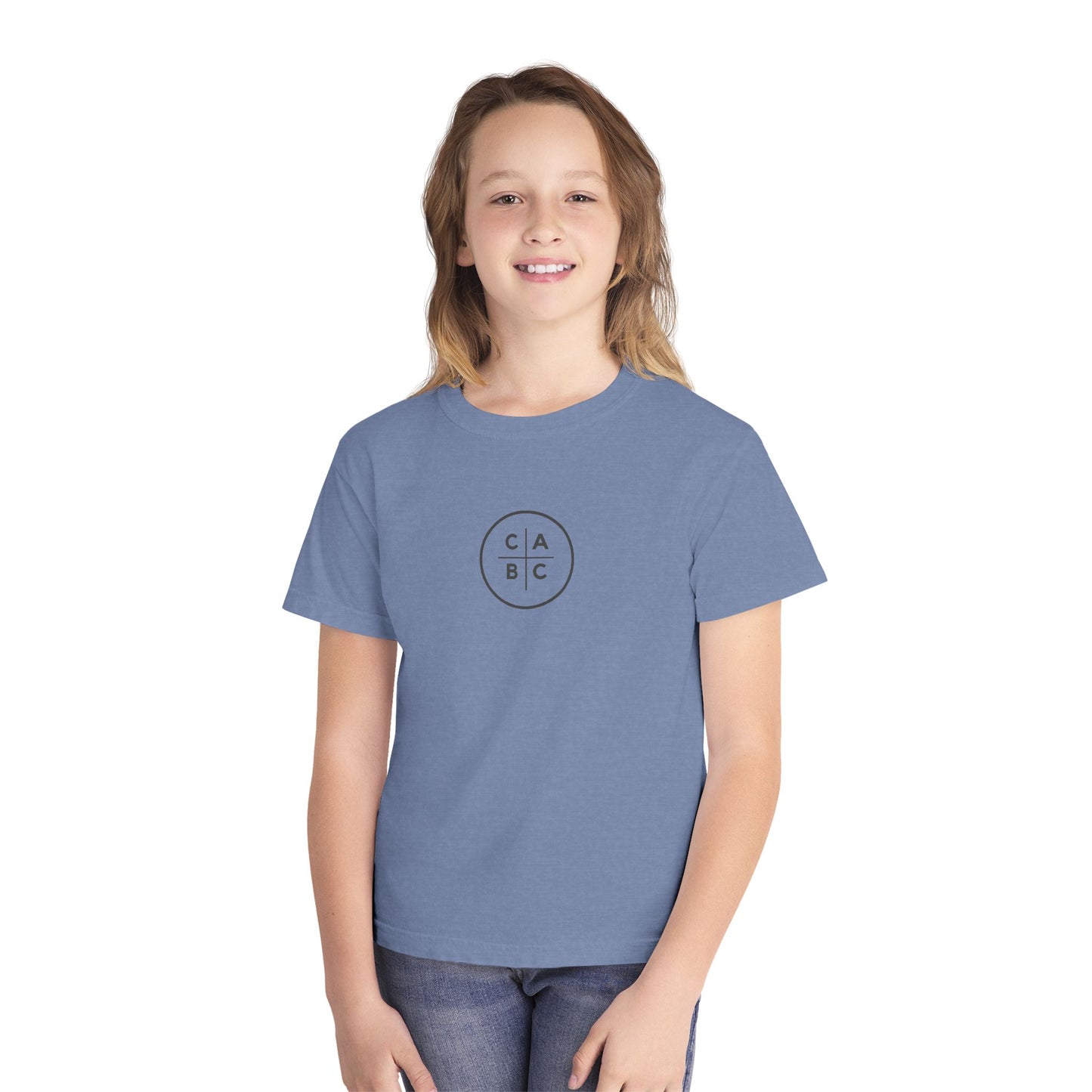 West Baptist Church — Comfort Colors 9018 Youth T-Shirt (Design 1) — Large Front