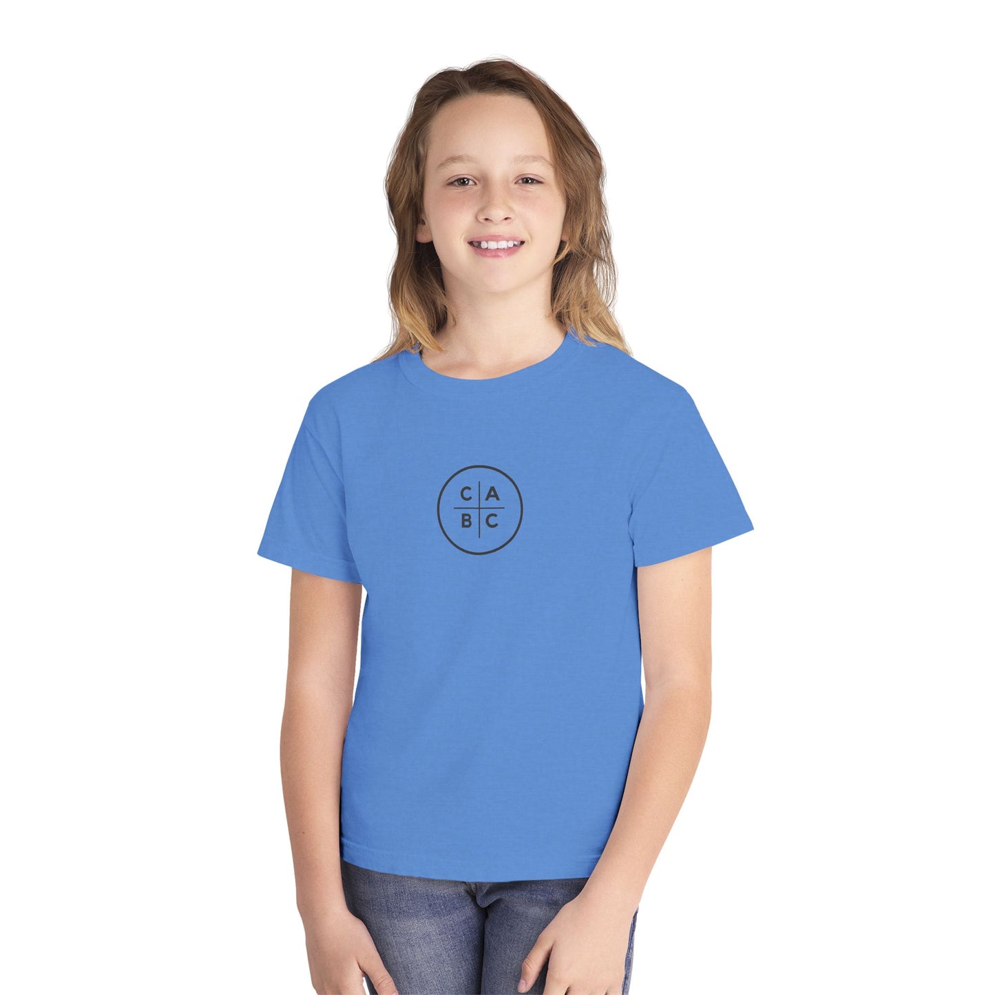 West Baptist Church — Comfort Colors 9018 Youth T-Shirt (Design 1) — Large Front